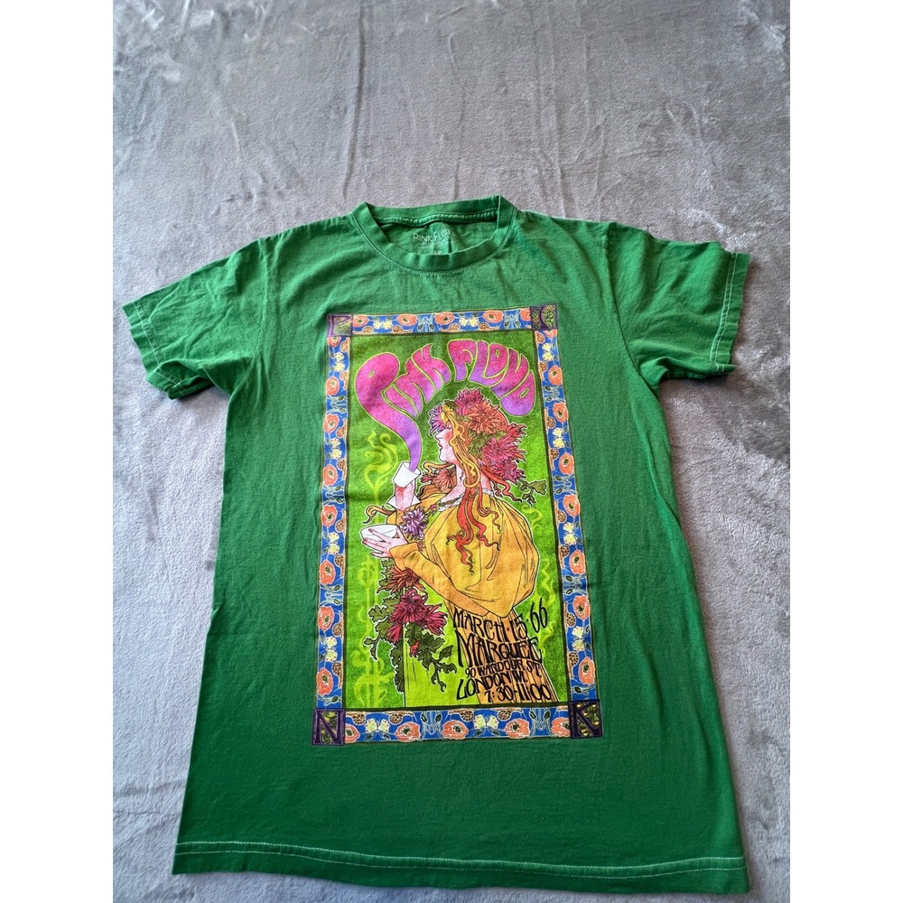 Pink Floyd Graphic T-Shirt Mens Small Green Marquee London 1966 Rock Band Tee